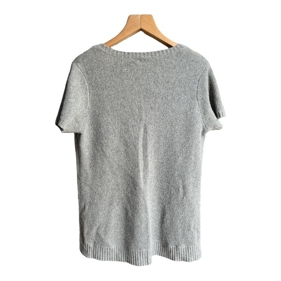 Eileen Fisher Women’s Wool Silk Nylon Blend Vneck Short Sleeve Sweater, Medium - Picture 2 of 10